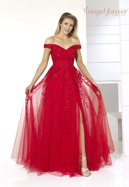 Angel Forever Red Tulle & Lace Ballgown